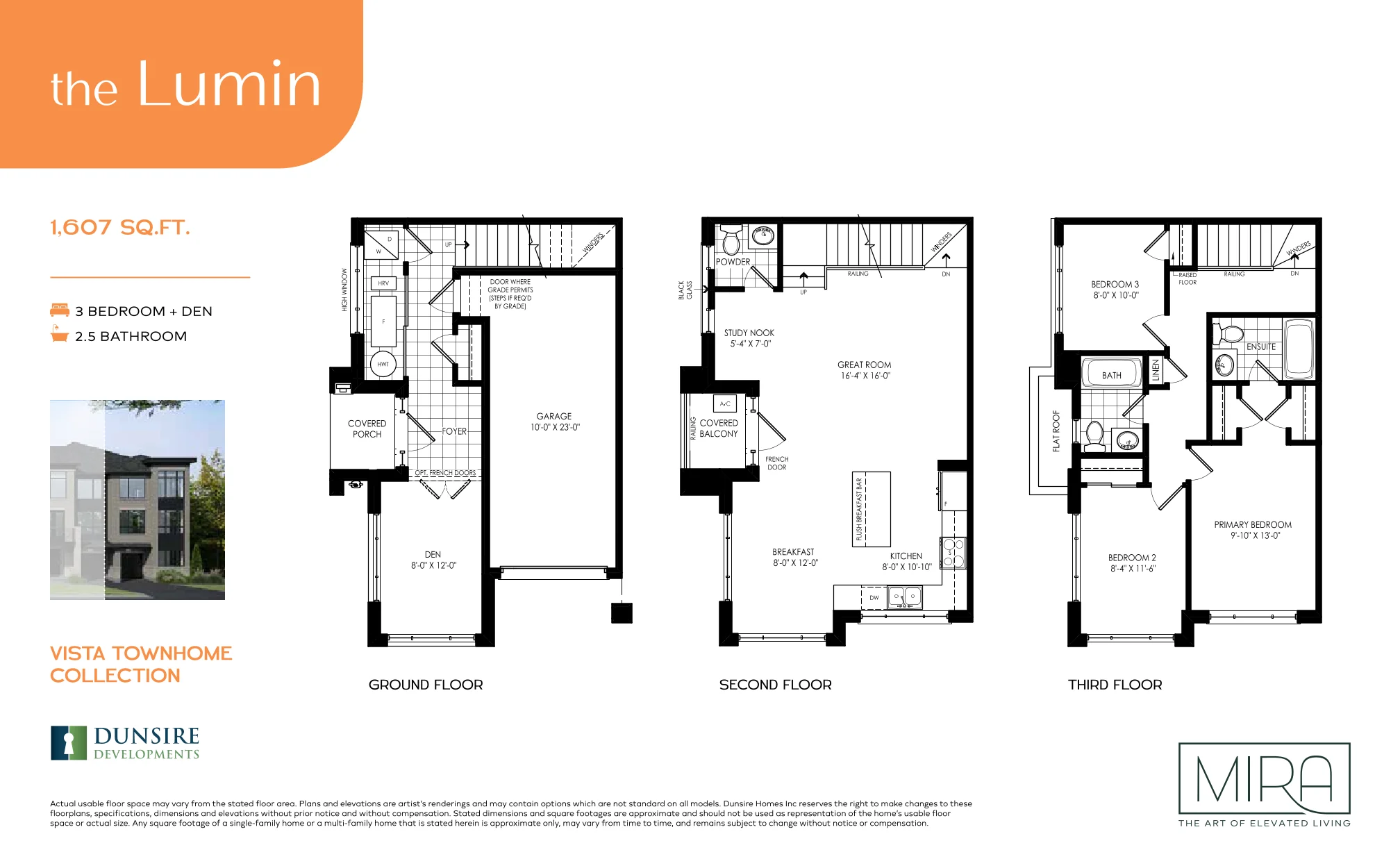 Lumin floor plan, 3 bed plus den 2.5 bath