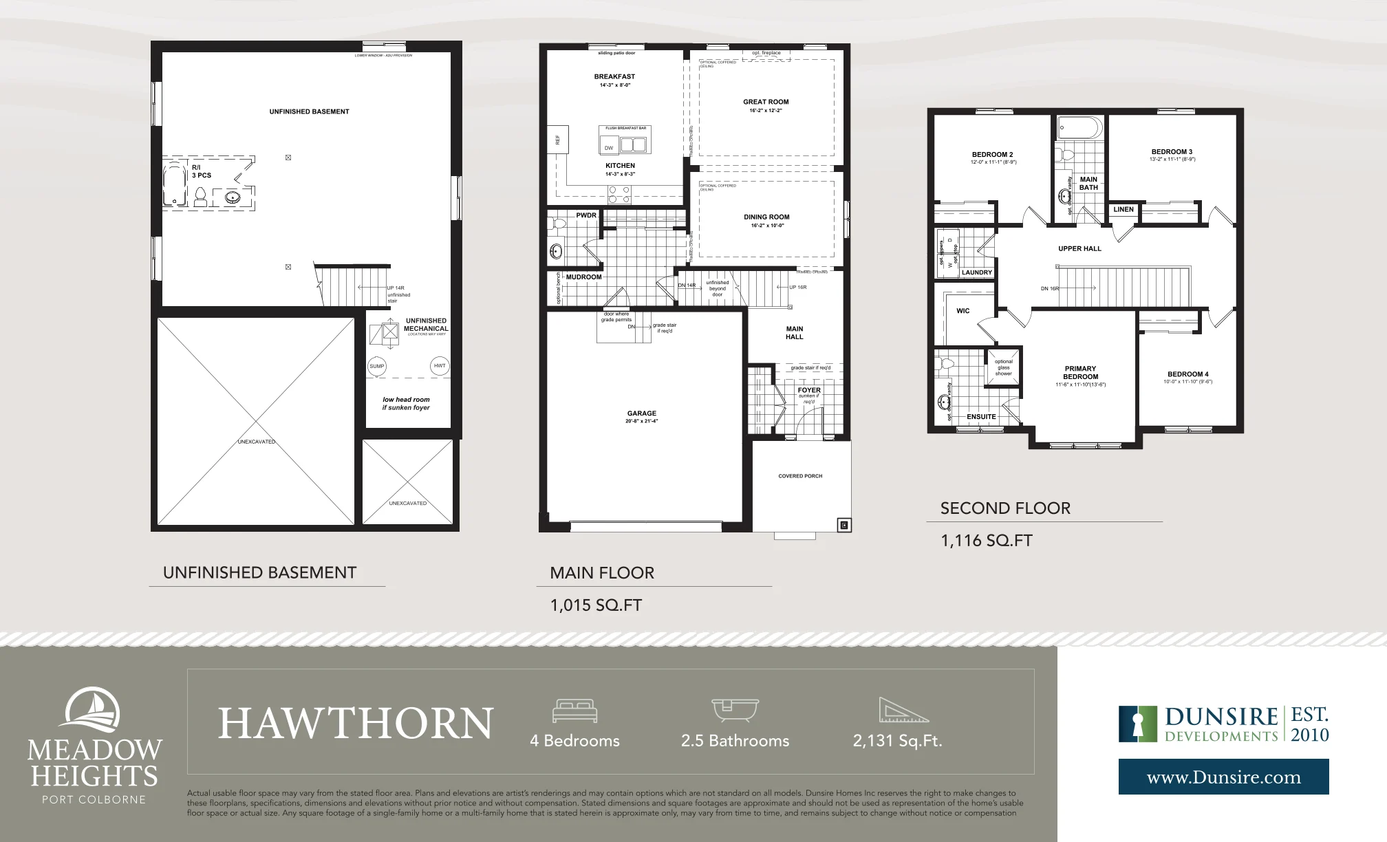 Hawthorn floor plan, 4 bed 2.5 bath