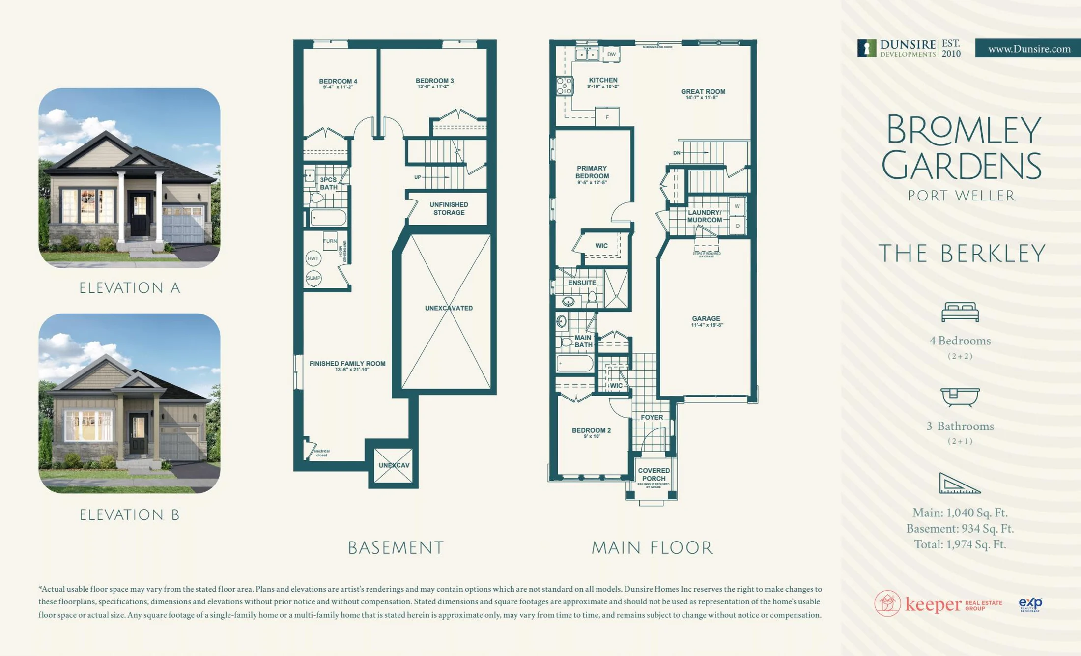 Berkley floor plan, 4 bed 3 bath