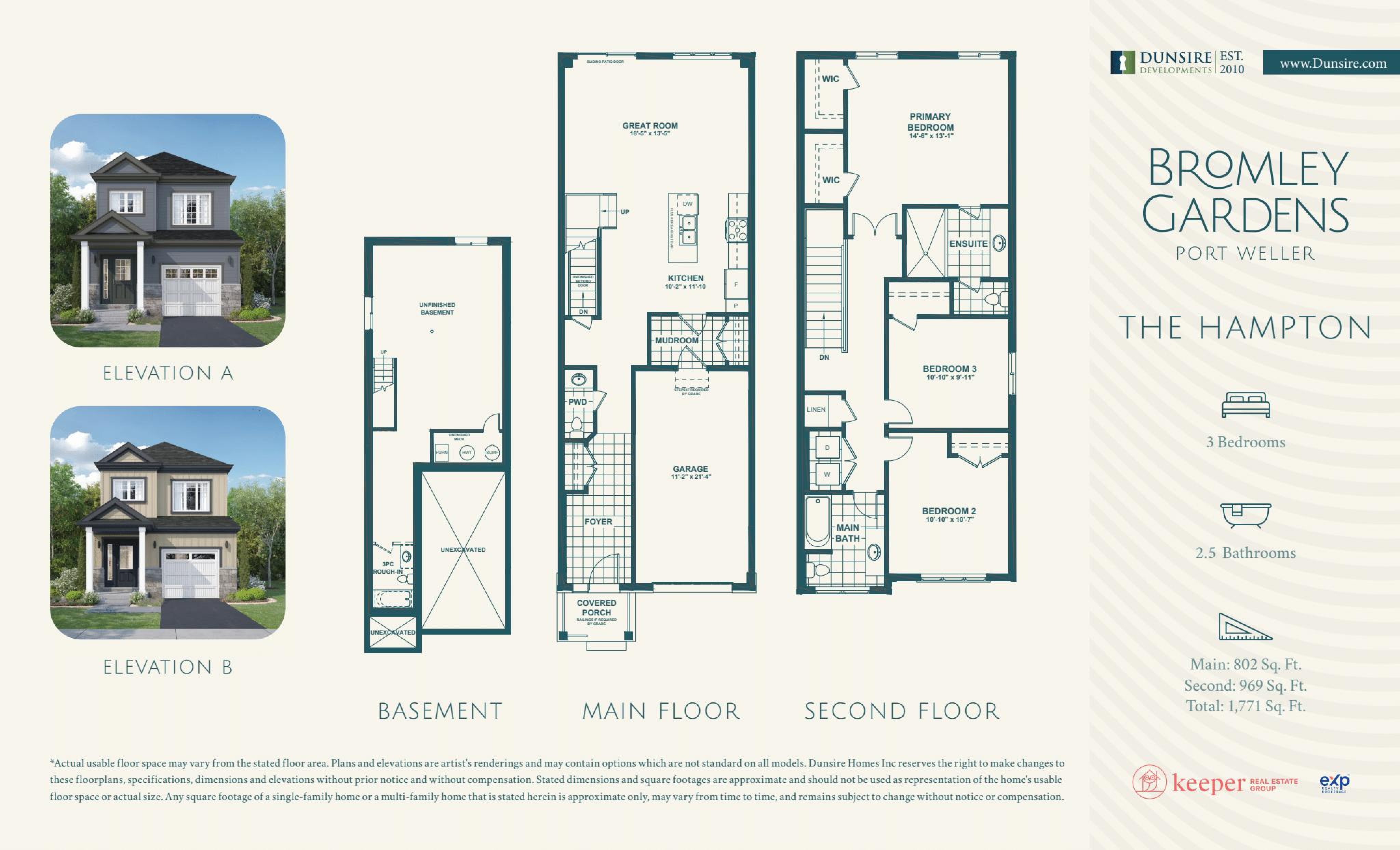 The Hampton — elevations and floor plans
