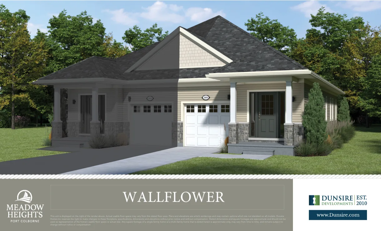 Wallflower semi-detached bungalow elevation, Meadow Heights